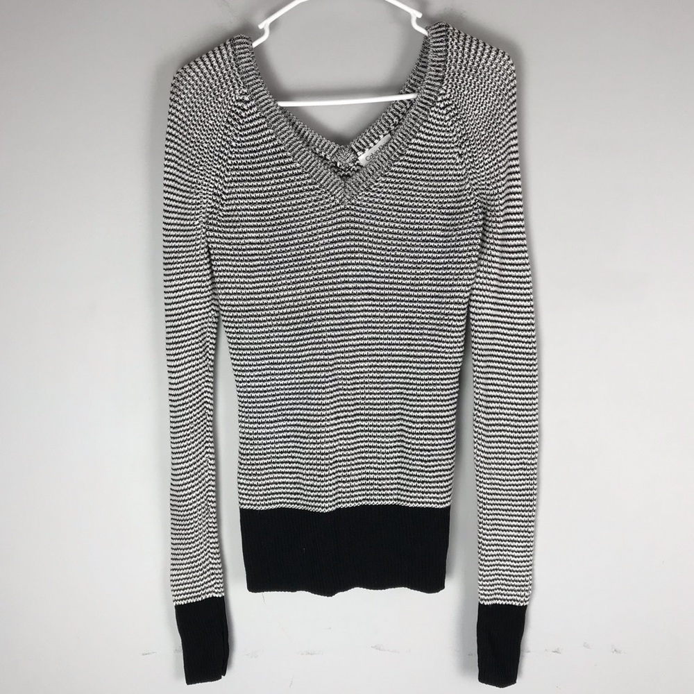 Calvin Klein double v neck sweater black pullover. SZ XS